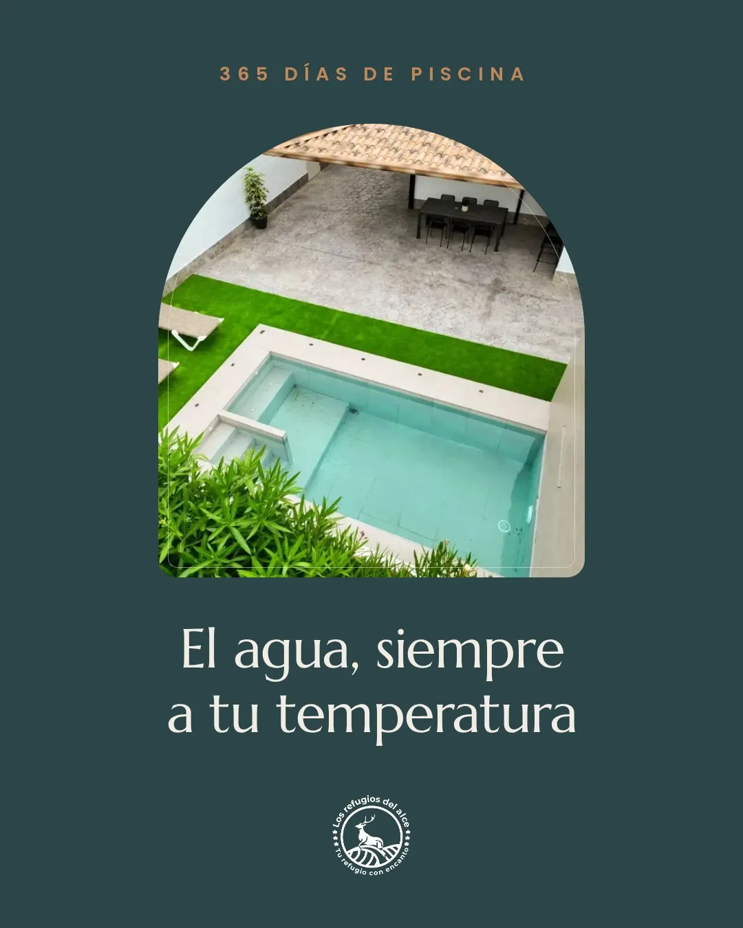 Heated private pool surrounded by lawn at a family holiday house in Chiclana